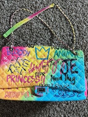 Multicolor Graffiti Oversized Shoulder Bag - Women